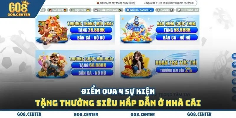 Điểm qua 4 sự kiện tặng thưởng siêu hấp dẫn ở nhà cái